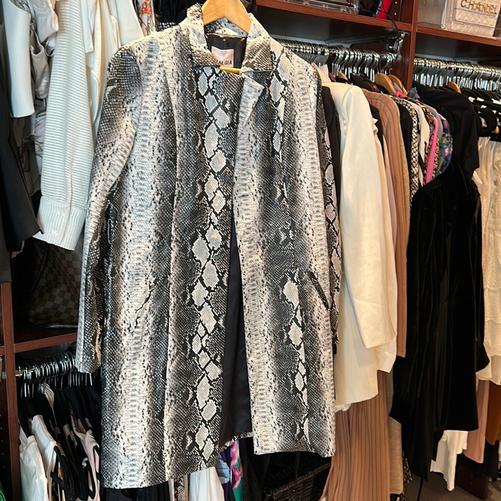 Brandy snakeskin jacket.